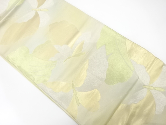 JAPANESE KIMONO / ANTIQUE FUKURO OBI / SILK / WOVEN BUTTERFLY